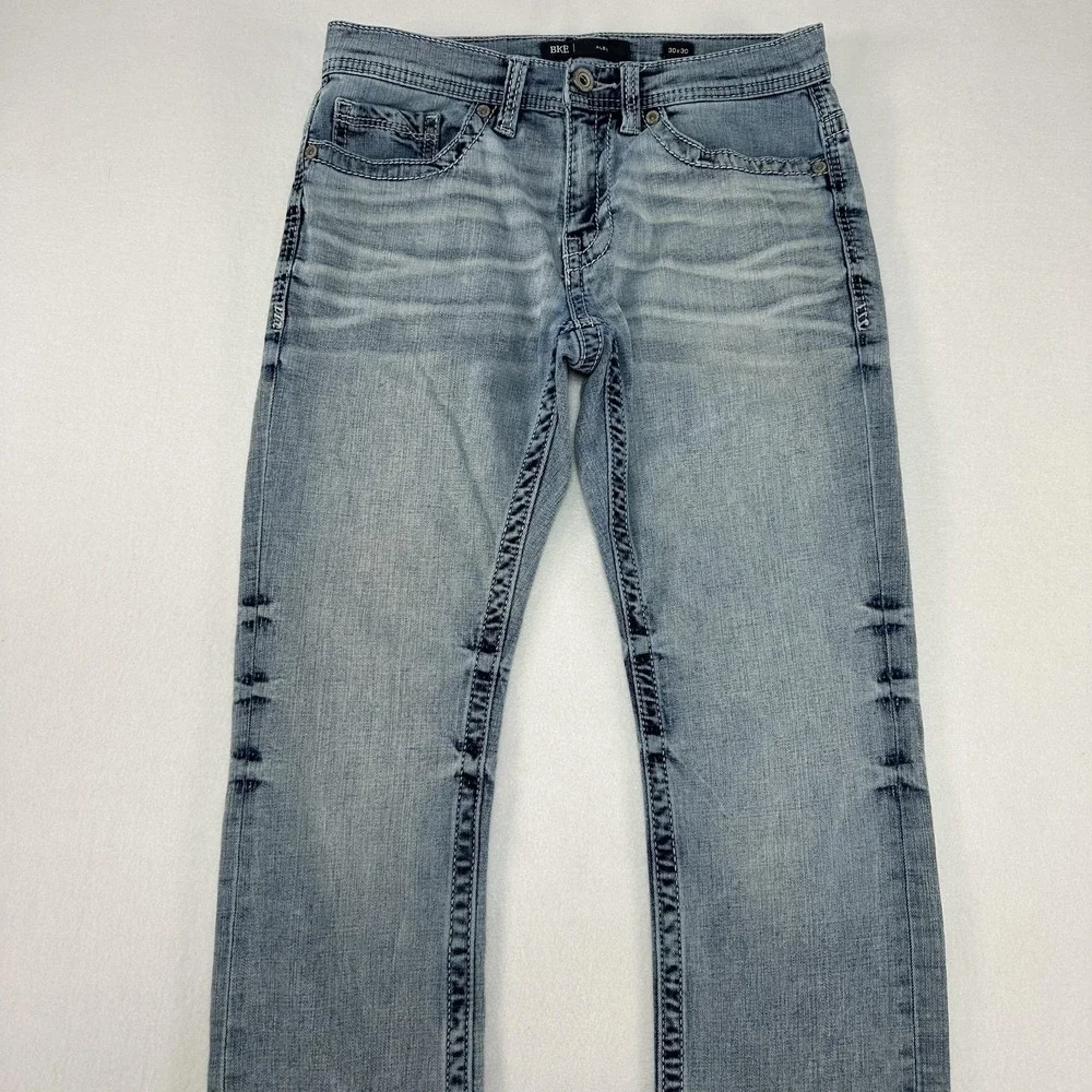 BKE Alec Jeans Mens 30x30 Blue Straight Stretch Denim Light Wash Casual Prep